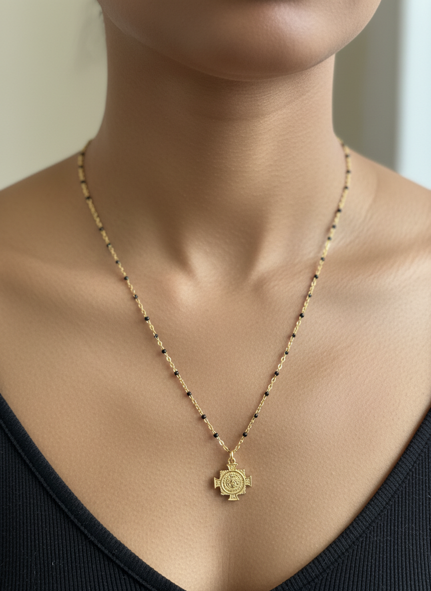 Cross Pendant Beaded Necklace