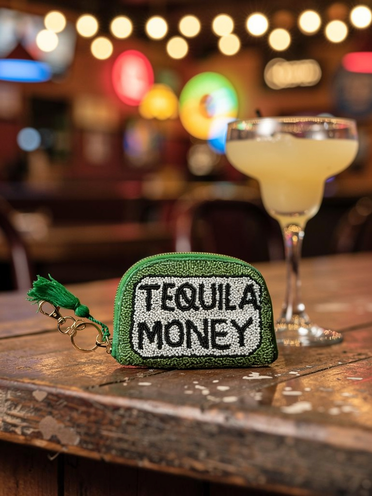 Tequila Money Beaded Pouch