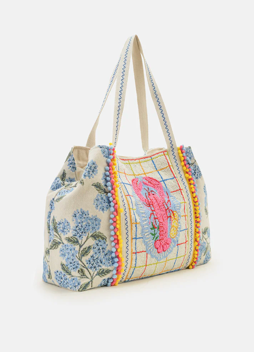 New England Lobster Beaded Oversized Tote