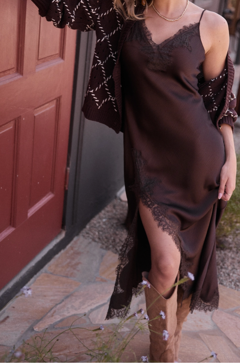 Loreli Satin Lace Cami Dress