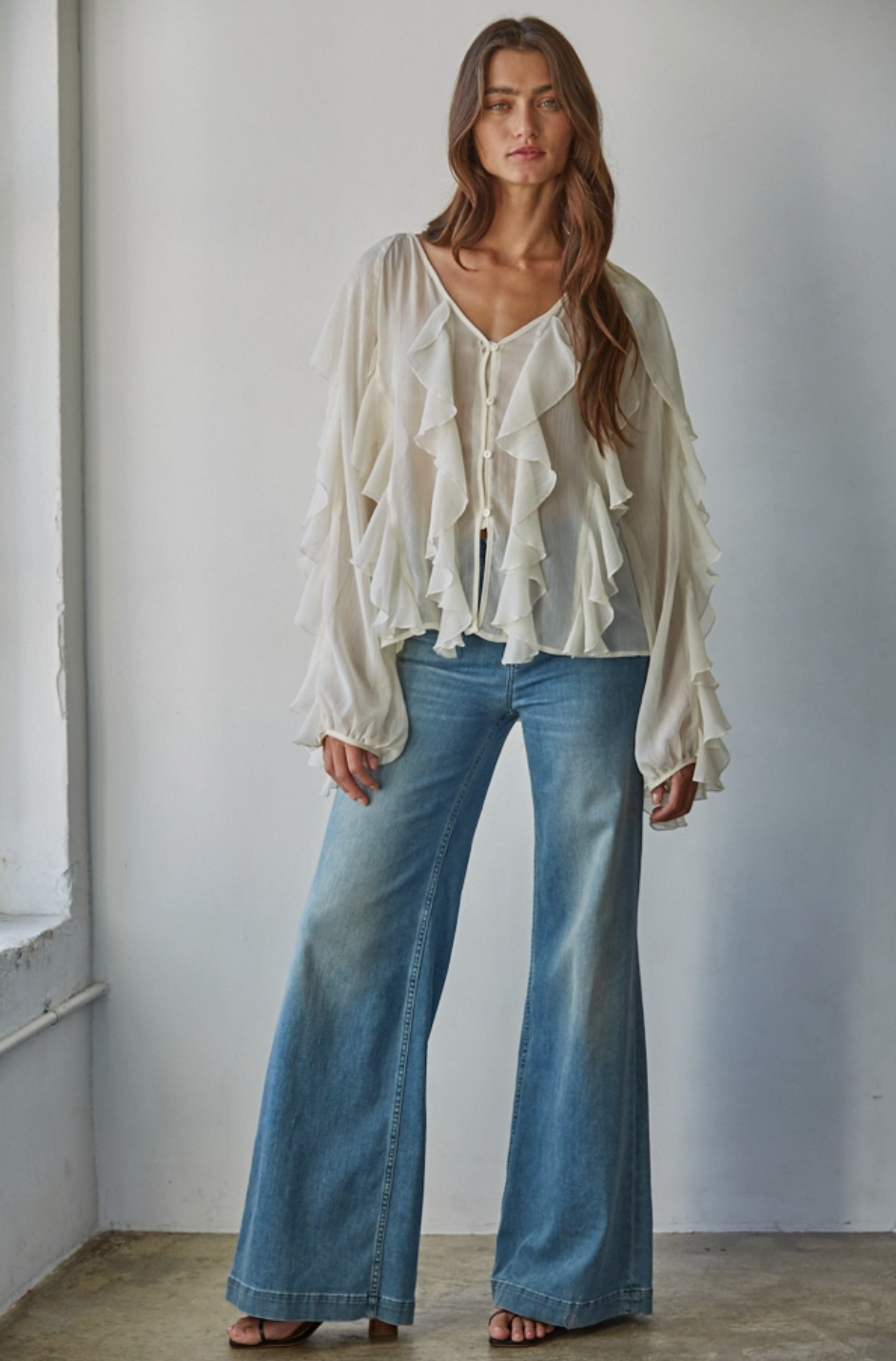 Ariella Ruffled Button Down