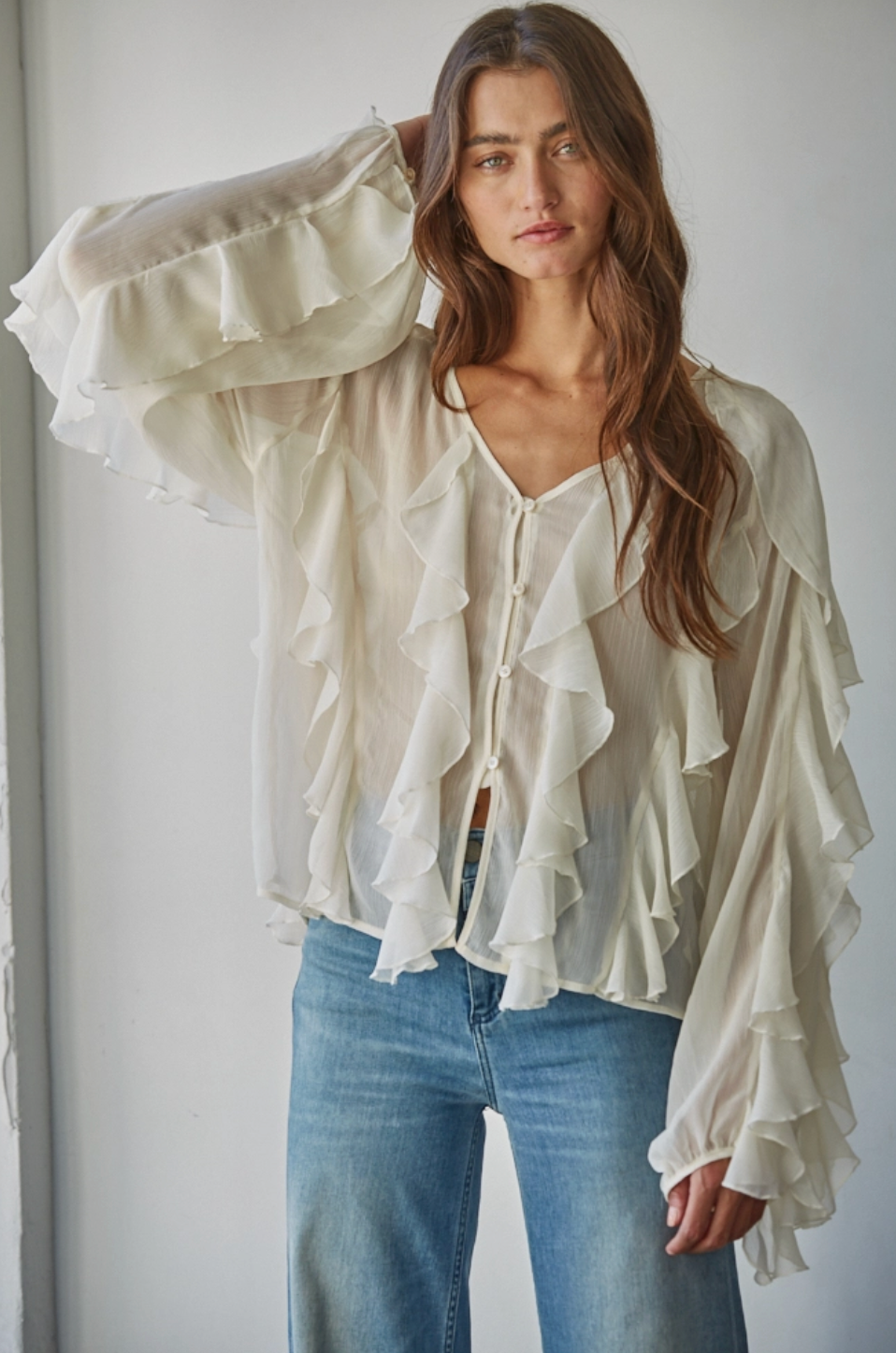 Ariella Ruffled Button Down