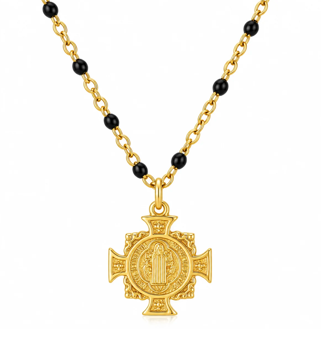 Cross Pendant Beaded Necklace