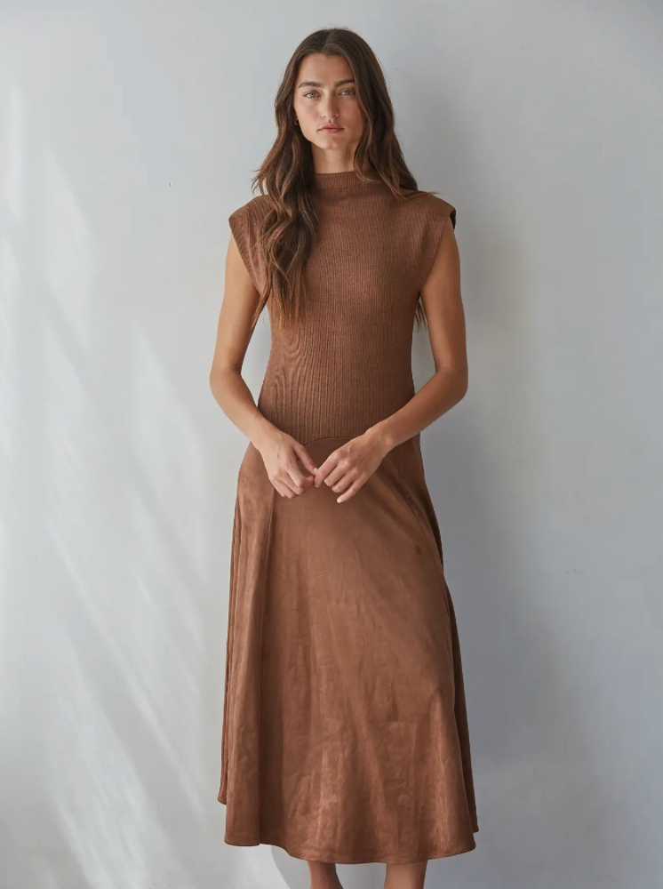 Maria Mock Sleeveless Flare Midi Dress