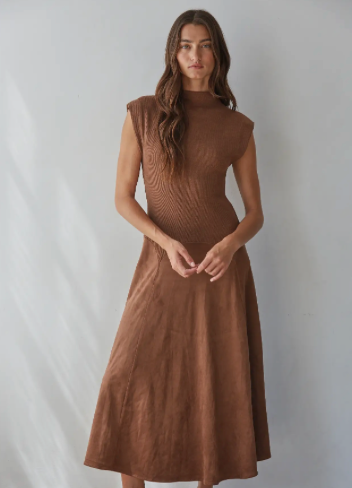 Maria Mock Sleeveless Flare Midi Dress