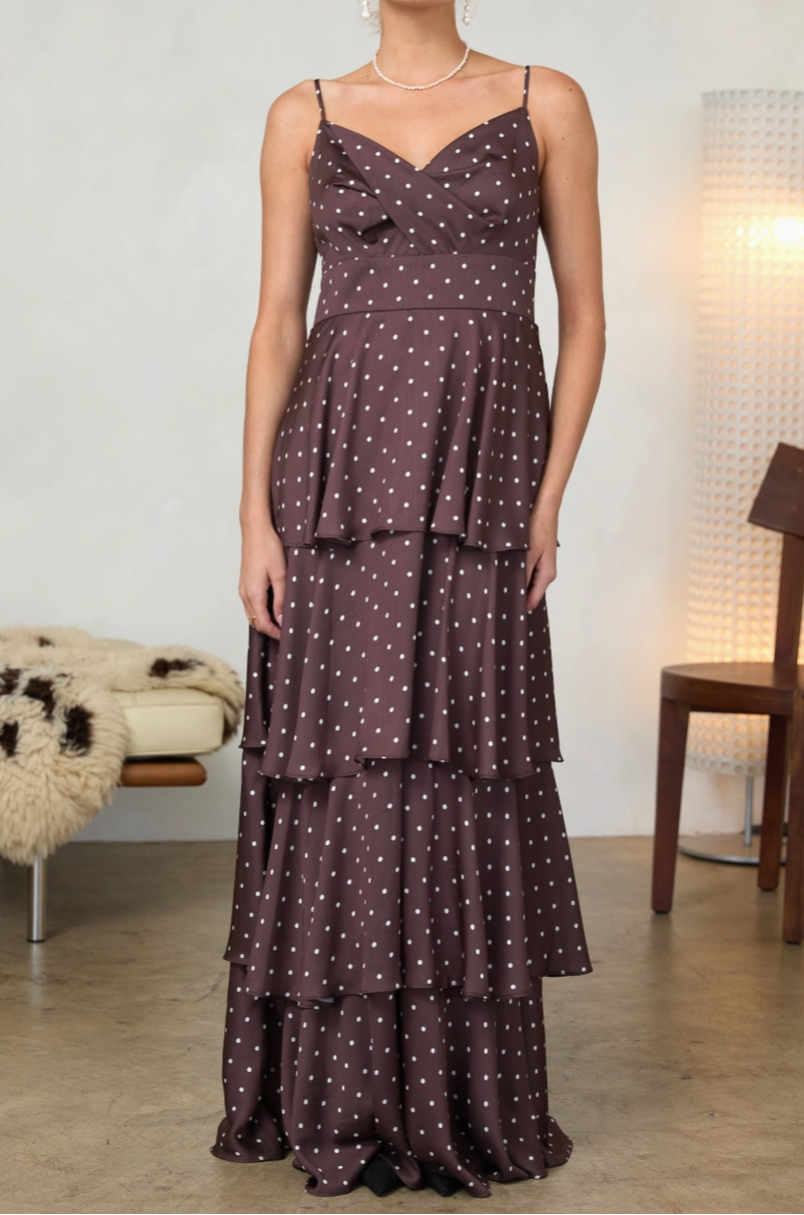 Josepha Sleeveless Polka Dot Cami Tiered Maxi Dress
