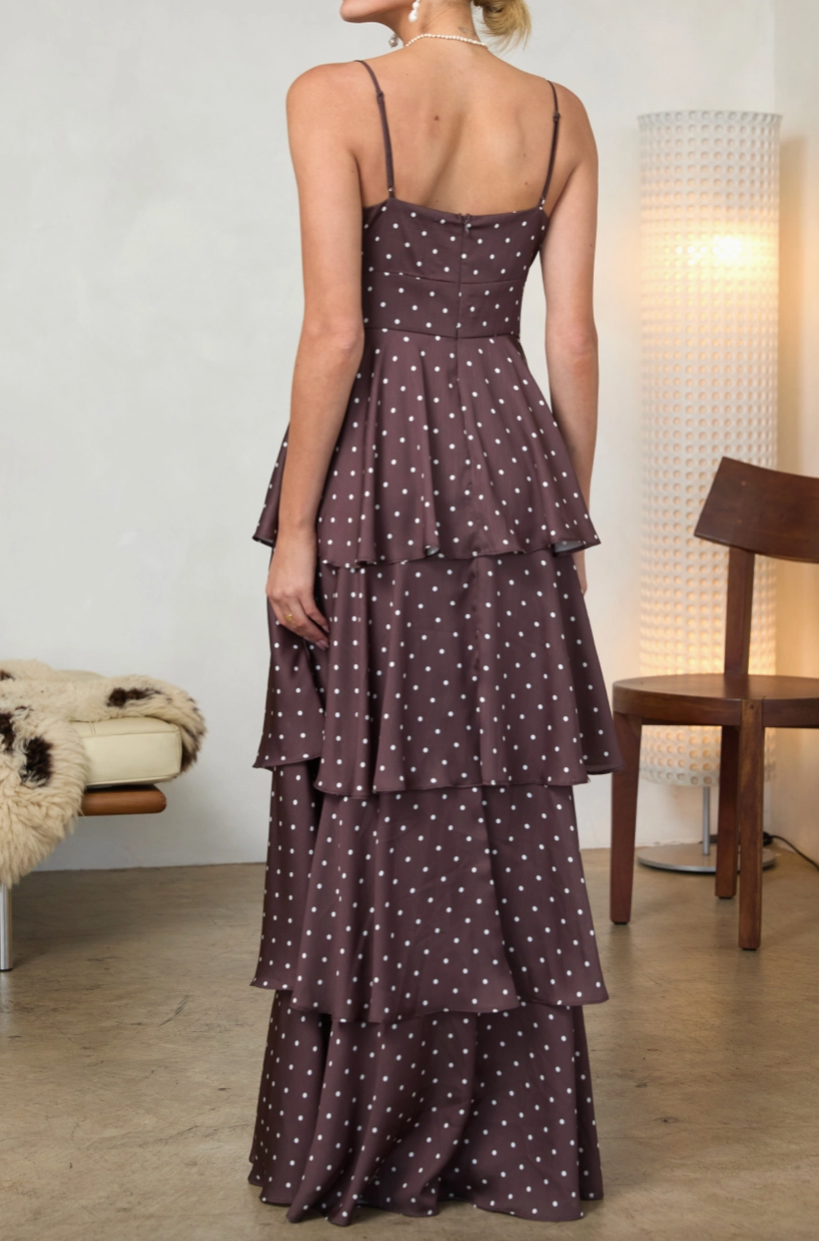 Josepha Sleeveless Polka Dot Cami Tiered Maxi Dress