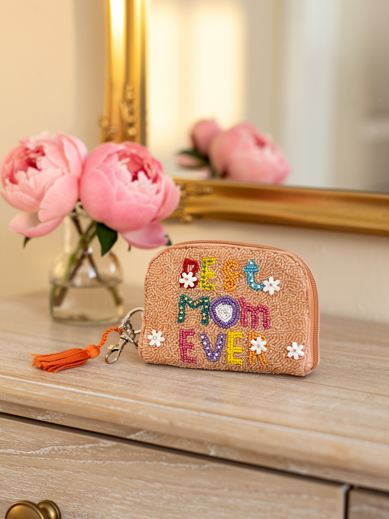 Best Mom Ever Beaded Pouch