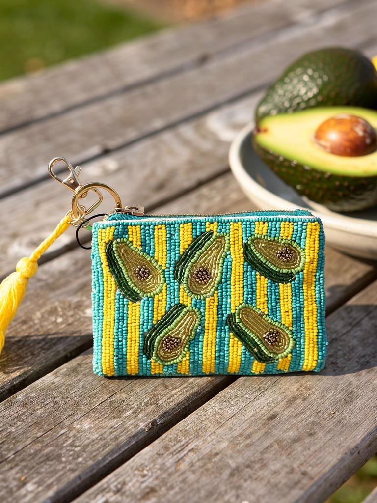 Avocado Beaded Pouch