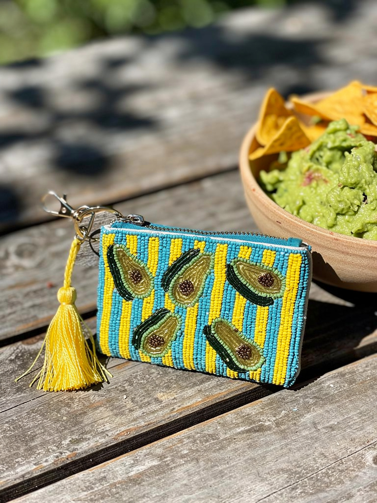 Avocado Beaded Pouch