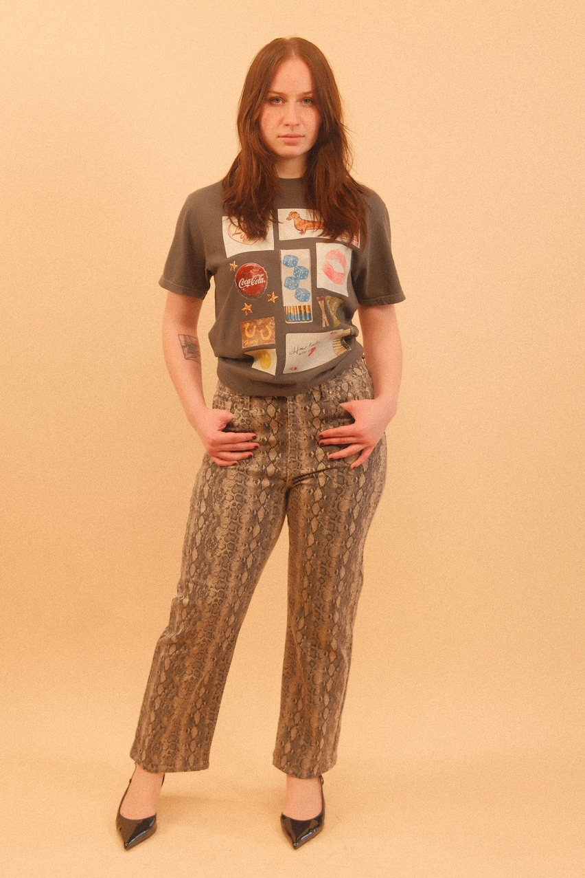 Jasper Vintage Straight Snake Print Jean
