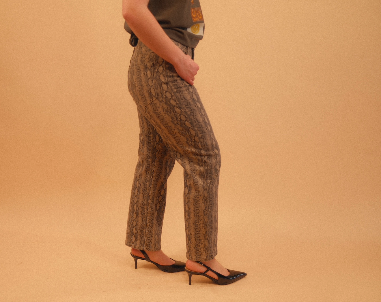 Jasper Vintage Straight Snake Print Jean