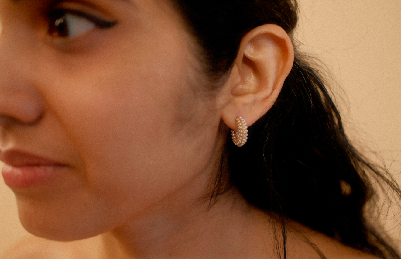 Pearl Dot Hoops