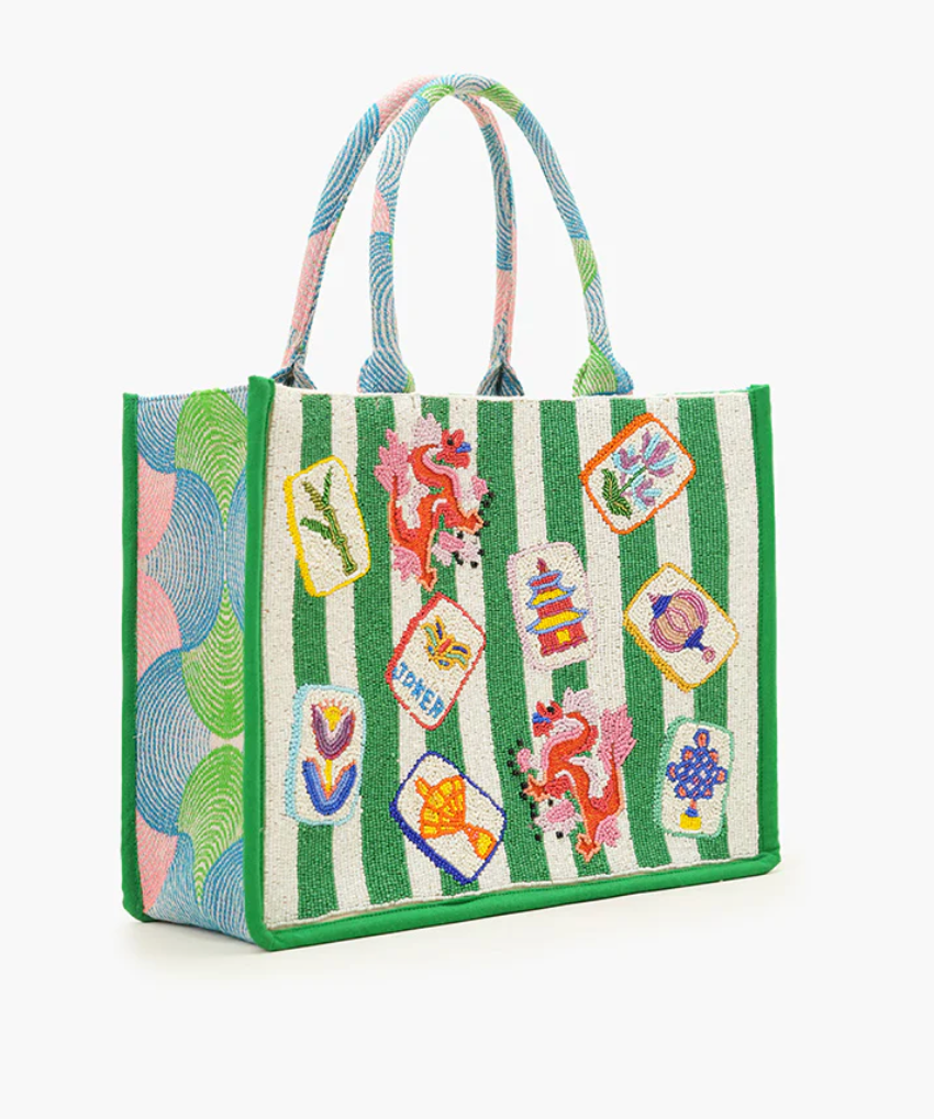 Mahjong Muse Hand Beaded Tote