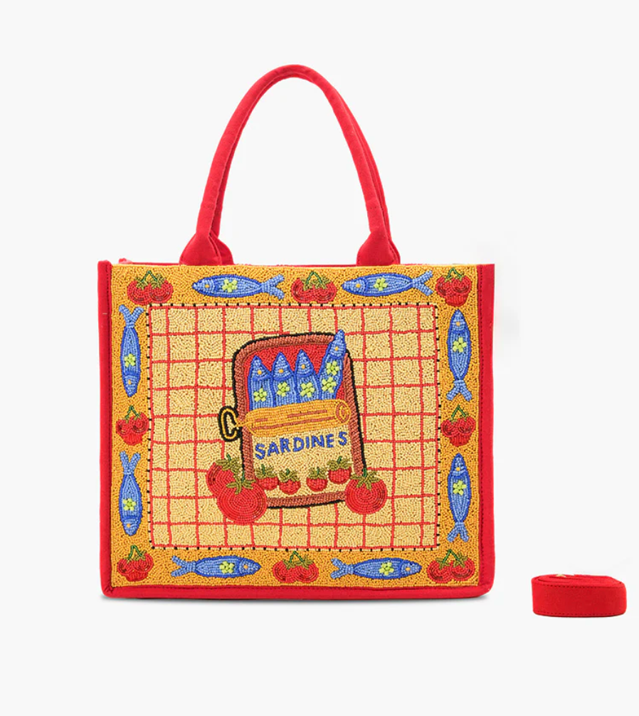 Deep Sea Sardine Beaded Coastal Tote