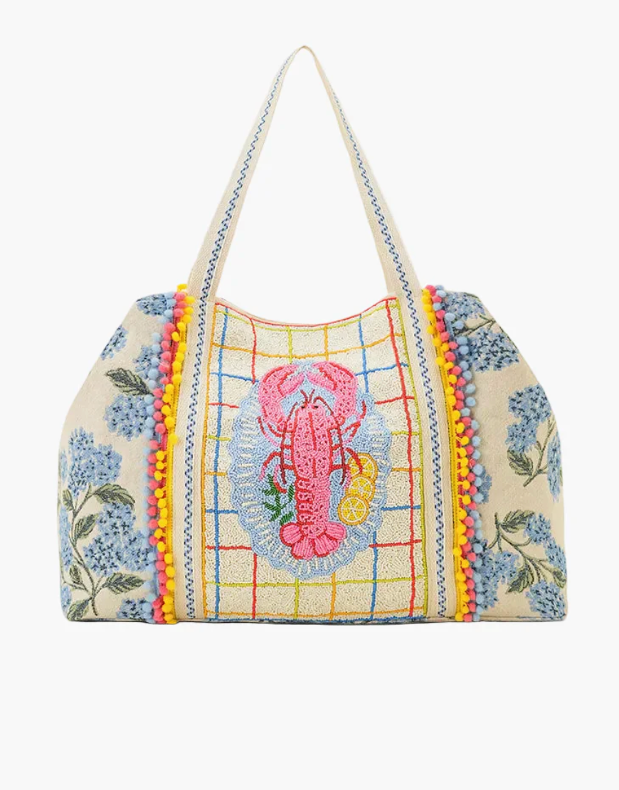 New England Lobster Beaded Oversized Tote