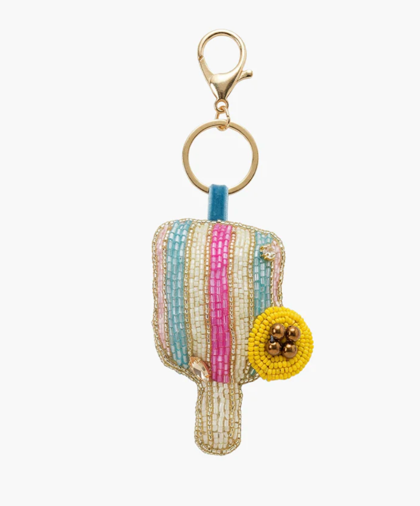 Pickleball Hand Beaded Bag Charm