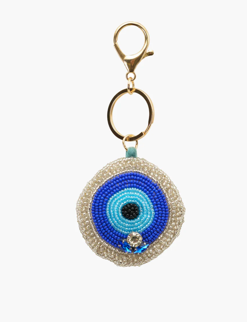 Evil Eye Hand Beaded Bag Charm