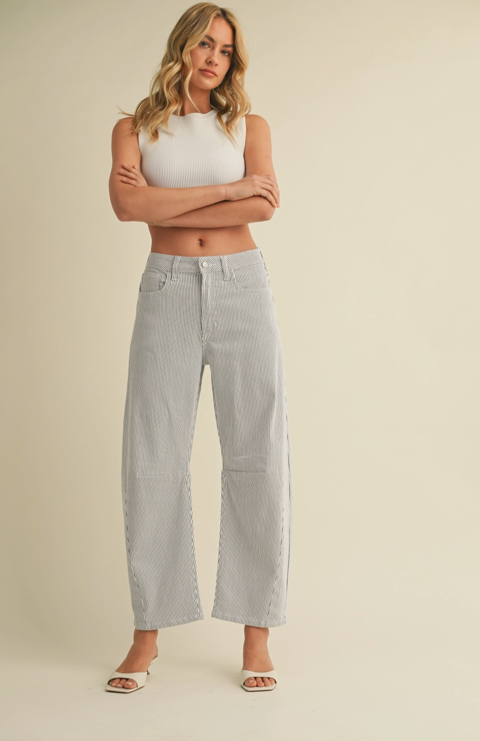 Damon Pinstrip Barrel Jeans