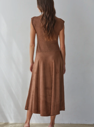 Maria Mock Sleeveless Flare Midi Dress
