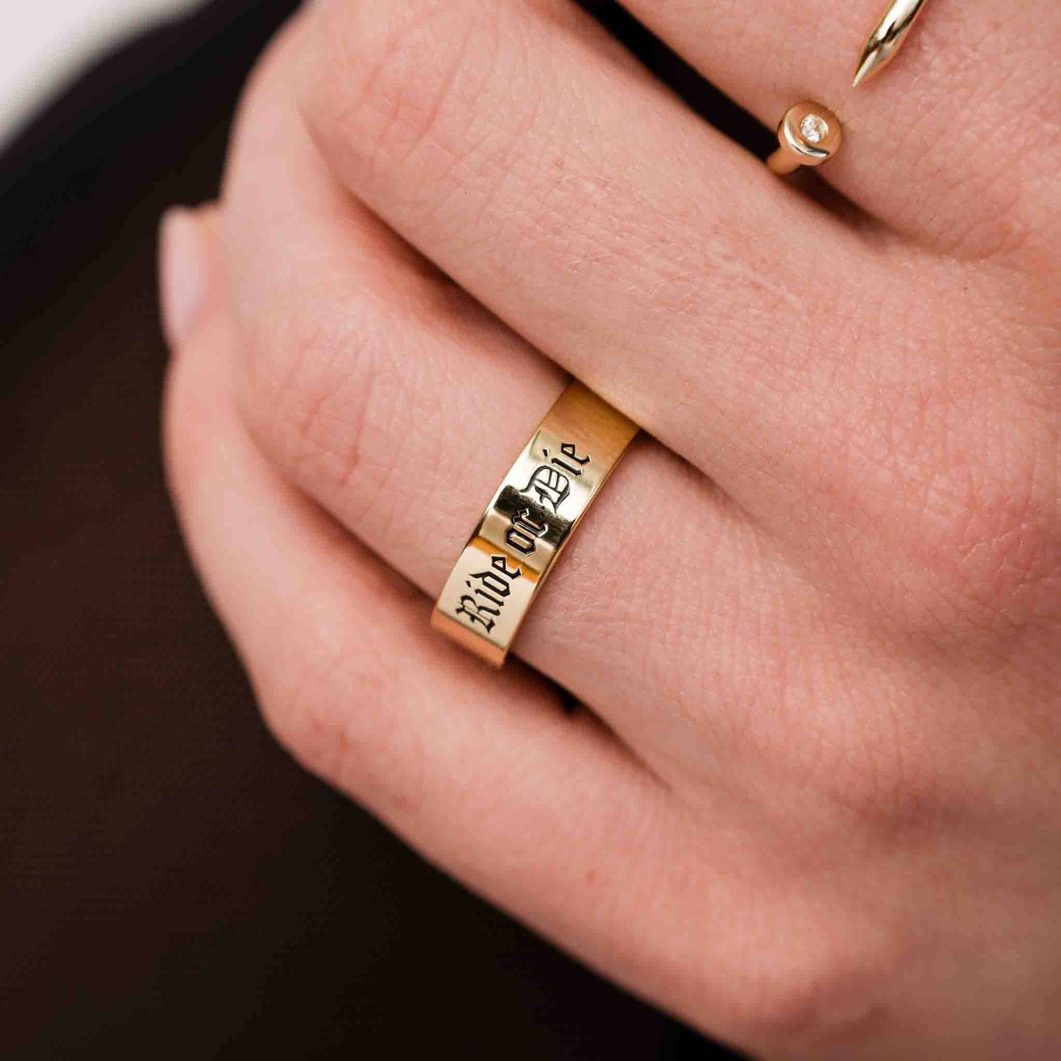 14K Gold Plated Ride or Die Eternity Band Ring